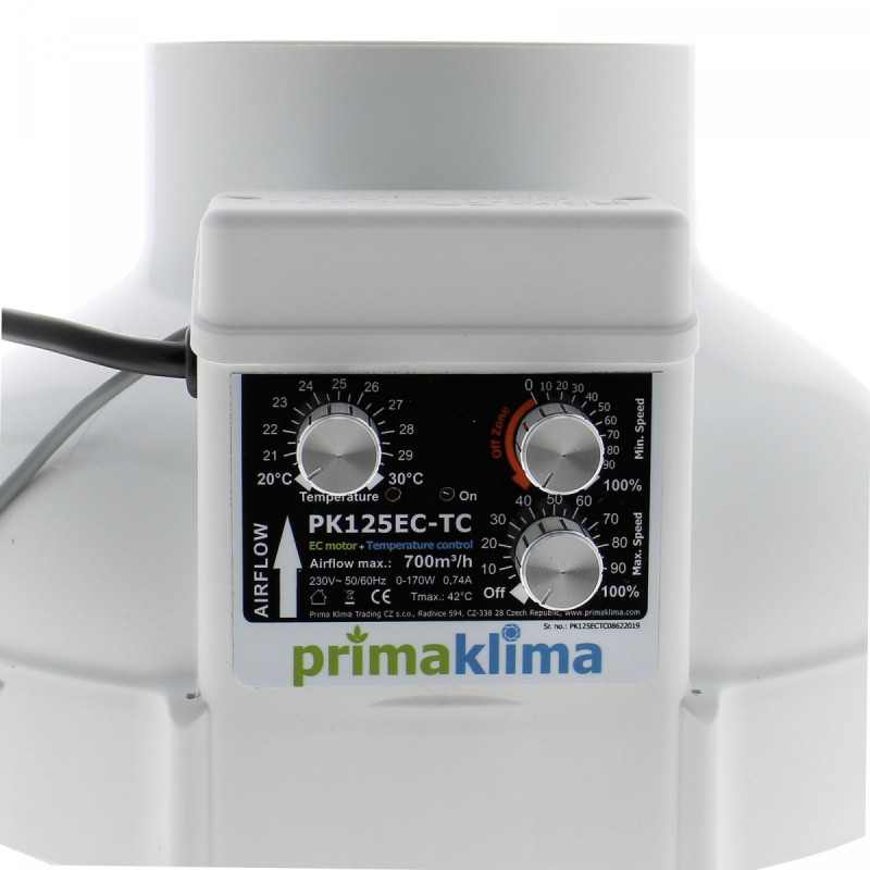 Extracteur PK 125 EC-TC 680m3/h - 125 mm Prima Klima Extracteur PK 125 EC-TC 680m3/h - 125 mm Prima Klima