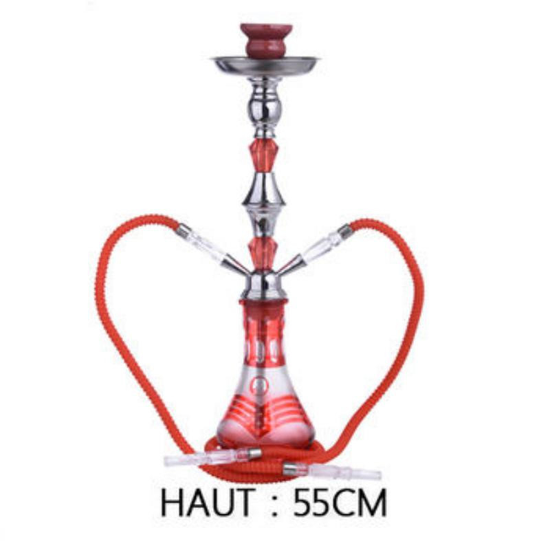 Chicha Al Malik Boudnib 55cm rouge 2 sorties avec tuyaux - 40508010 Chicha Al Malik Boudnib 55cm rouge 2 sorties avec tuyaux - 40508010