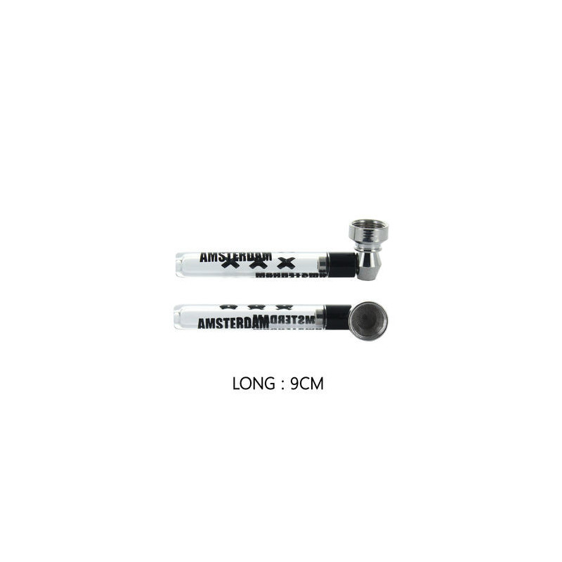 Pipe en verre 9 cm - motifs divers - YD-008