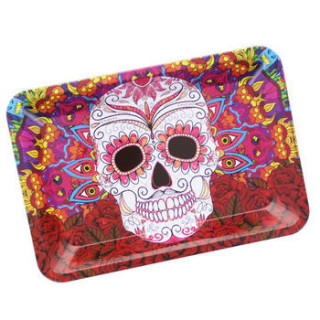 Plateau de roulage métal 18 x 12,5 cm - Mexican Skull