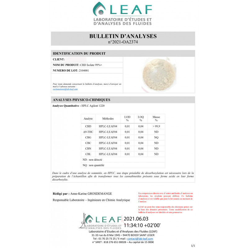 Cristal 99% de CBD - Green Evolution Cristal 99% de CBD - Green Evolution