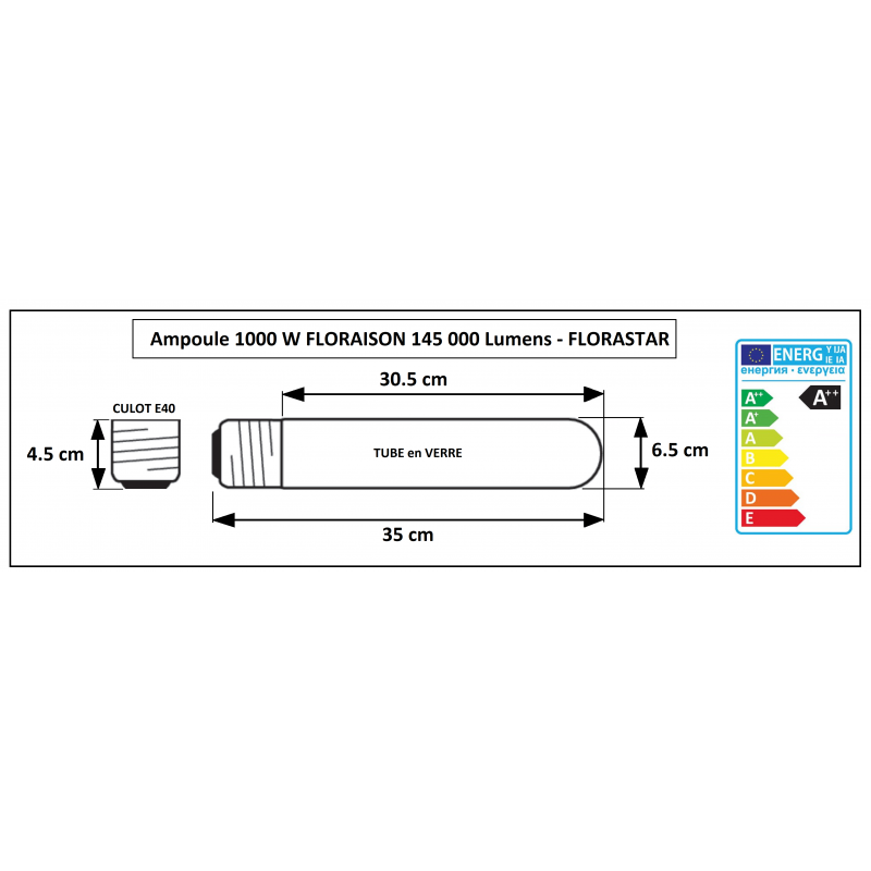 Ampoule 1000W HPS HRO floraison florastar Ampoule 1000W HPS HRO floraison florastar