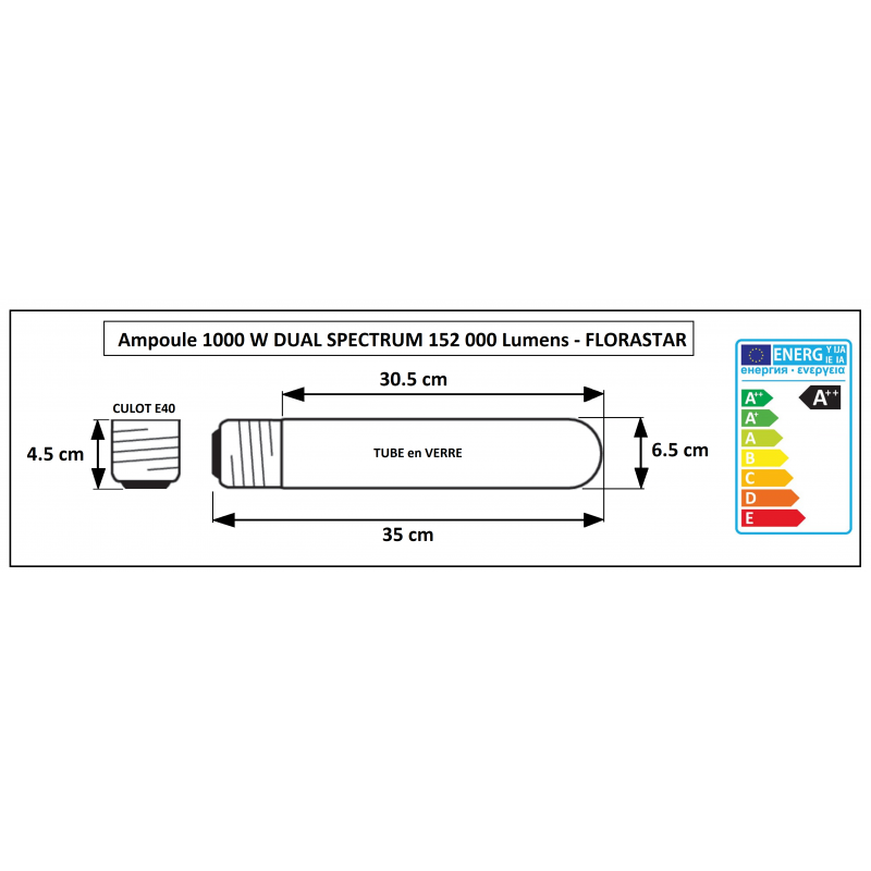 Ampoule 1000W HPS double spectre florastar Ampoule 1000W HPS double spectre florastar