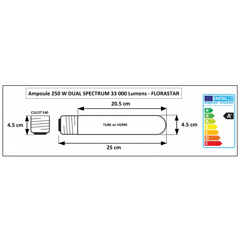 Ampoule 250W HPS double spectre florastar Ampoule 250W HPS double spectre florastar
