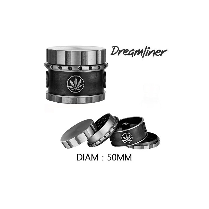 Grinder Alu Motif Feuille - "Leaf" - 50mm 4 parties
