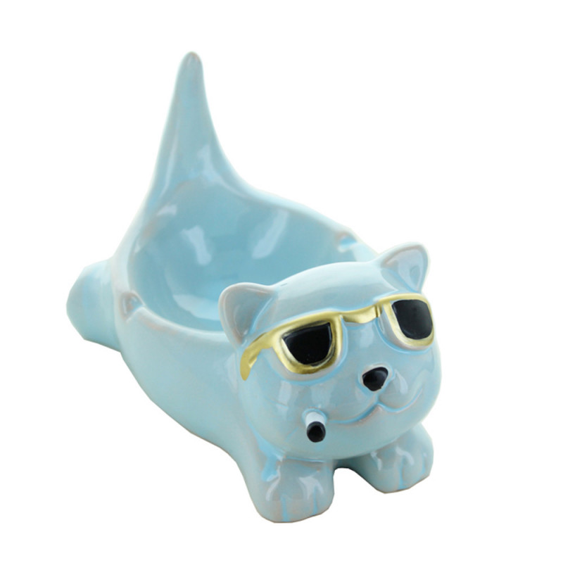 Cendrier Bleu "Chat Cool" - Céramique Cendrier Bleu "Chat Cool" - Céramique