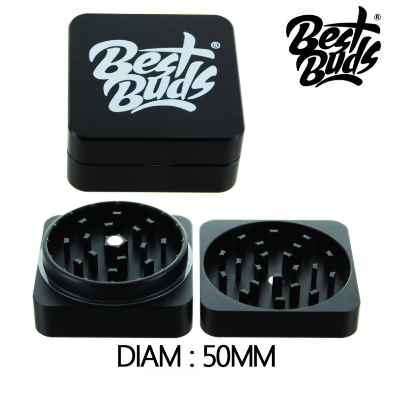 Grinder Carré Noir "Flat" - Best Buds - 50mm Grinder Carré Noir "Flat" - Best Buds - 50mm