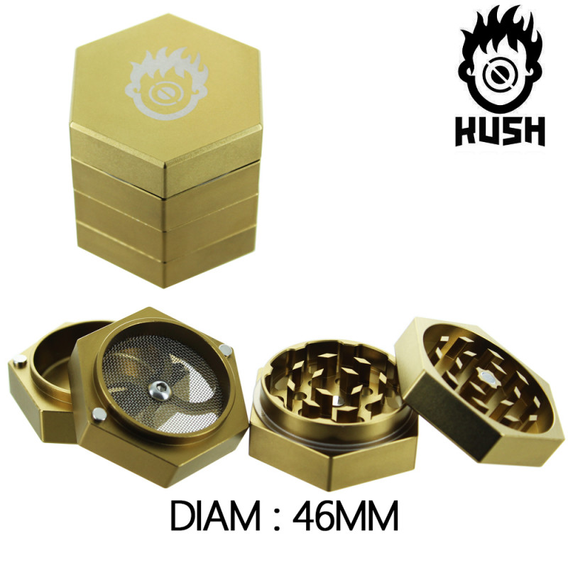 Grinder Alu Doré Polygonal "Poligono" - 46mm - Kush Grinder Alu Doré Polygonal "Poligono" - 46mm - Kush