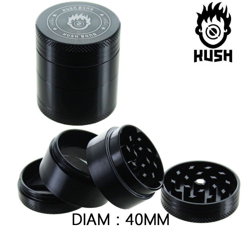 Grinder Alu "Argos" Noir - 4 parties - 30mm - Kush Grinder Alu "Argos" Noir - 4 parties - 30mm - Kush