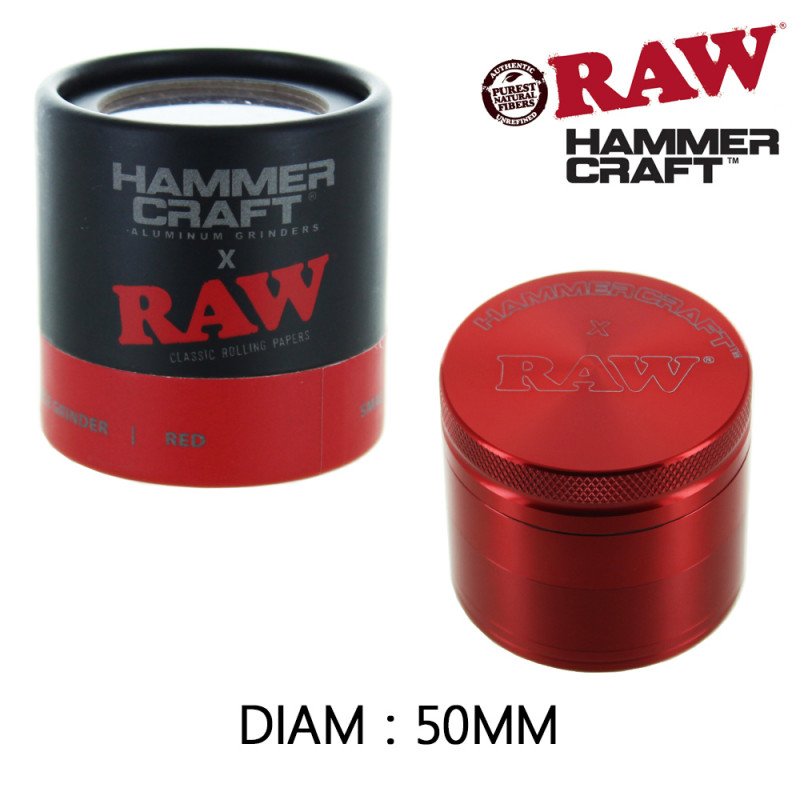 Grinder Alu Rouge "Raw x Hammercraft" - 4 parties - 50mm Grinder Alu Rouge "Raw x Hammercraft" - 4 parties - 50mm