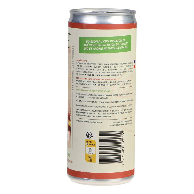Boisson au CBD - Fraise-Basilic-Hibiscus - JANE Boisson au CBD - Fraise-Basilic-Hibiscus - JANE