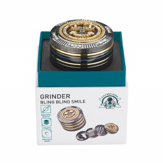 Grinder Pollinator Coffret Cadeau Métal Diamants Feuille Face - 50 mm
