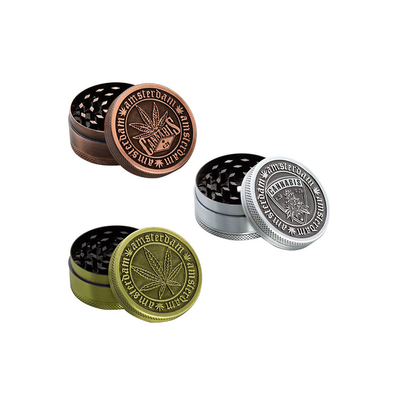 Grinder Pollinator Métal Amsterdam Bouclier - 50mm Grinder Pollinator Métal Amsterdam Bouclier - 50mm