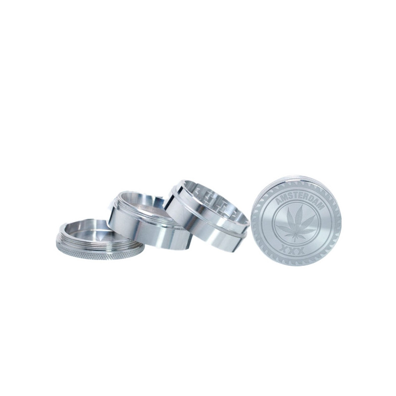 Grinder Pollinator Métal Amsterdam Feuille D'argent - 50 mm