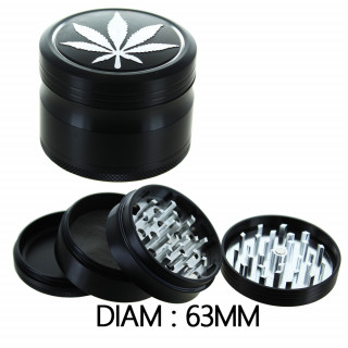 Grinder Alu Noir - Leaf - 63mm