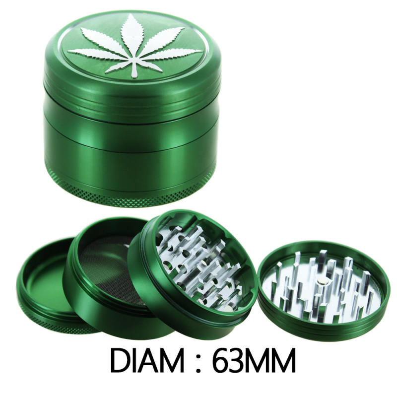 Grinder Alu Vert - Leaf - 63mm Grinder Alu Vert - Leaf - 63mm