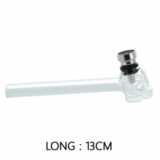 Pipe en verre Transparente - Skull - 13 cm