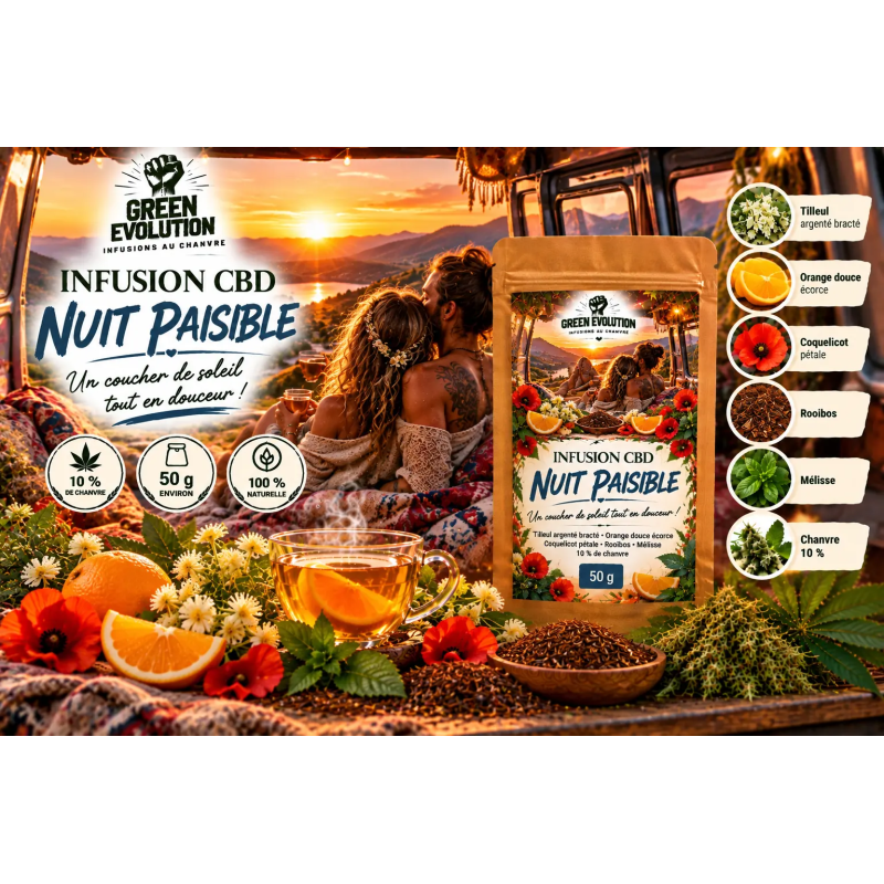 Infusion CBD Nuit Paisible 50 g | Green Evolution