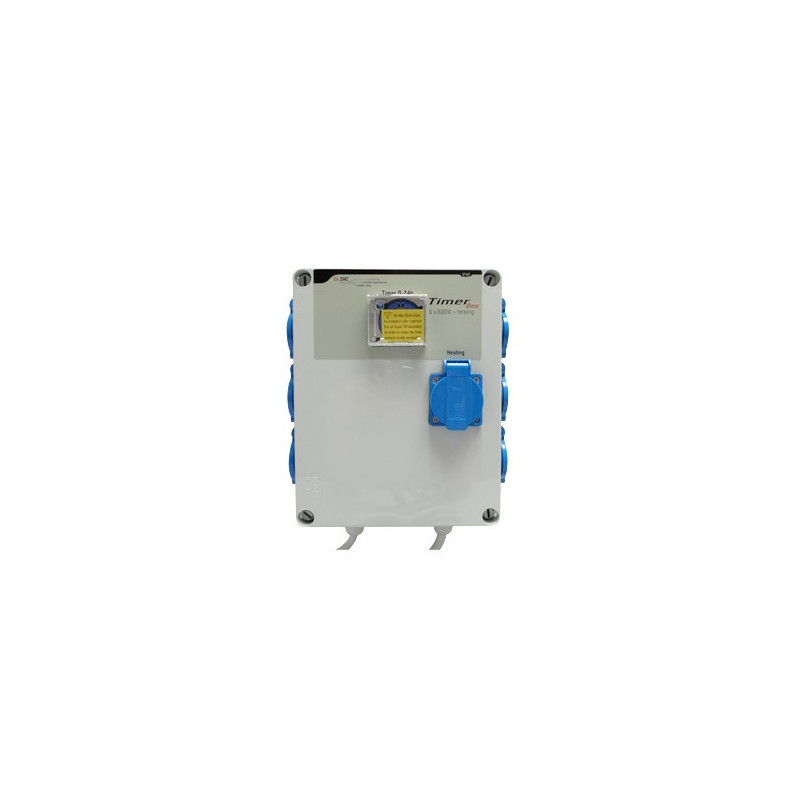 Timer Box 6 X 600W avec prise chauffage - IP20 Timer Grasslin Timer Box 6 X 600W avec prise chauffage - IP20 Timer Grasslin